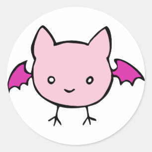 Cute Pink Bat Classic Round Sticker