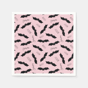 Cute Pink Bats Halloween Party Napkin
