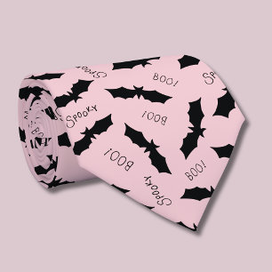 Cute Pink Bats Halloween Party Tie