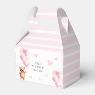 Cute Pink Bear Balloon Baby Shower Favour Box