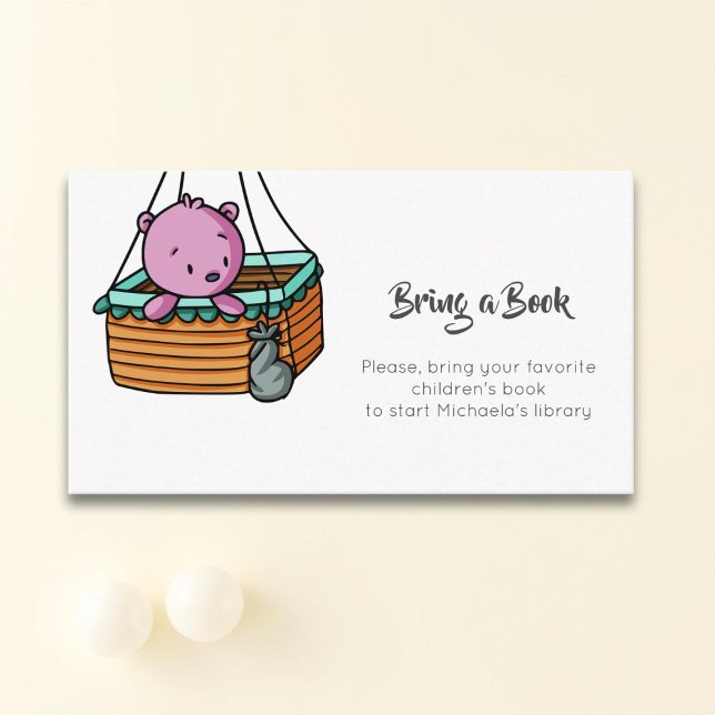 Cute Pink Bear Bring a Book Enclosure Card (Creator Uploaded)