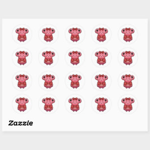 cute pink bear classic round sticker