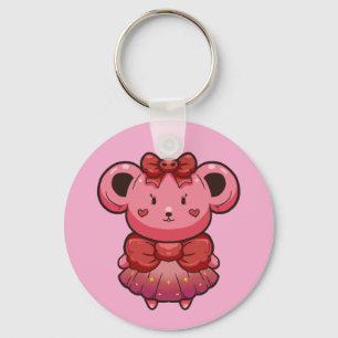 cute pink bear key ring