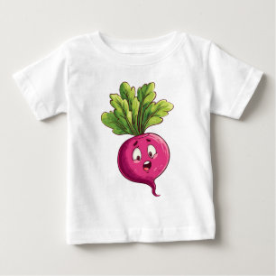 Cute Pink Beet Cartoon with Funny Expression Baby T-Shirt
