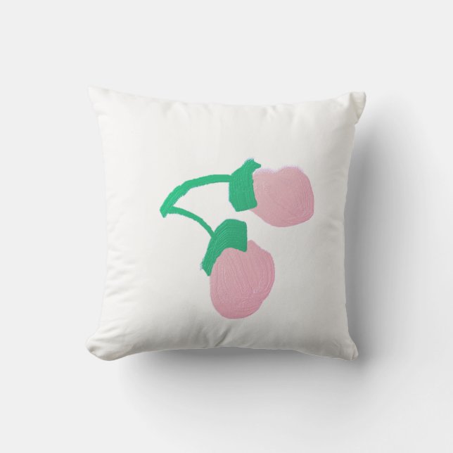 Cute Pink Berries Throw Pillow Cushion (Front)