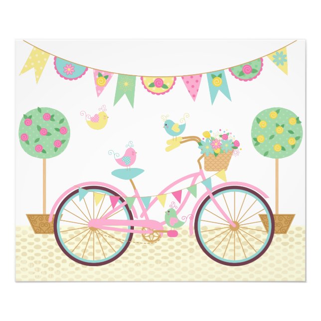 Cute Pink Bicycle Photo Print (Front)