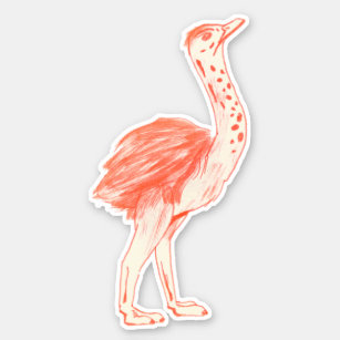 Cute Pink Bird Artistic Baby Ostrich