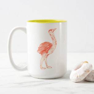 Cute Pink Bird Artistic Baby Ostrich Two-Tone Coffee Mug