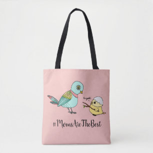 Cute Pink Bird Cartoon Best Mum First Mother's Day Tote Bag