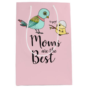 Cute Pink Bird Cartoon Best Mum Happy Mother's Day Medium Gift Bag