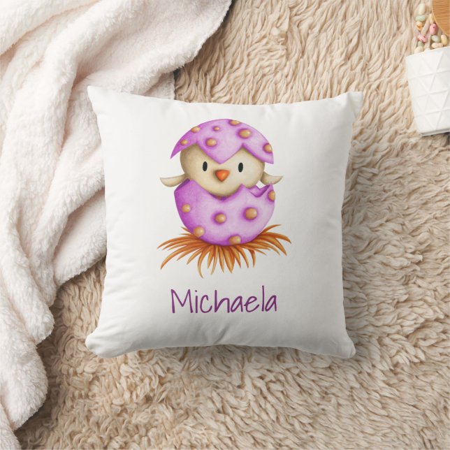 Cute Pink Bird Girl Nursery Cushion (Blanket)