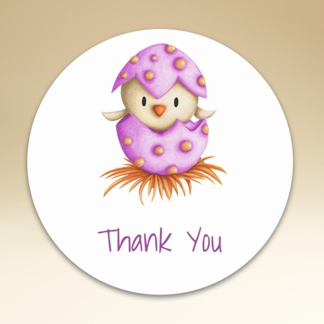 Cute Pink Bird Nest Thank You  Classic Round Sticker (Creator Uploaded)