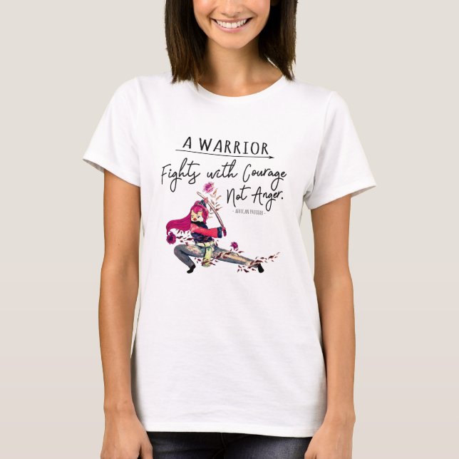 Cute Pink Bird Warrior Strength Motivational Quote T-Shirt (Front)