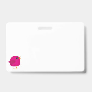 Cute Pink Birdy Illustration ID Badge