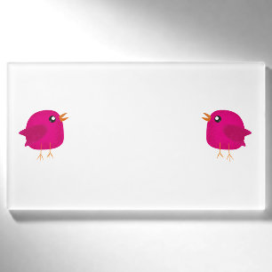 Cute Pink Birdy Illustration Name Tag