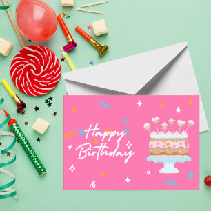 Cute Pink Birthday Cake Card – Sweet Birthday
