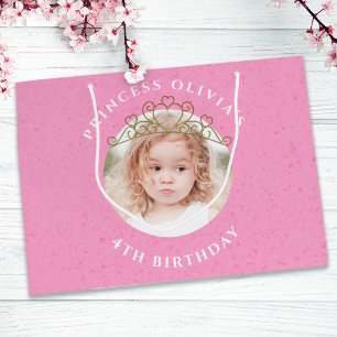 Cute Pink Birthday Girl Princess Tiara Simple Large Gift Bag