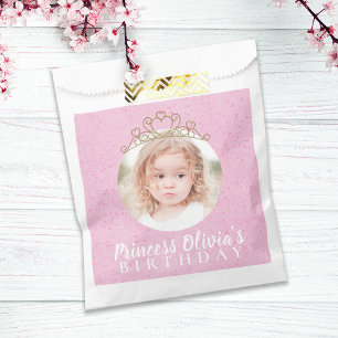 Cute Pink Birthday Simple Photo Princess Tiara Favour Bags