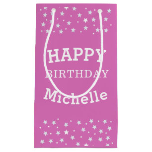Cute Pink Birthday Star Pattern Girly Small Gift Bag