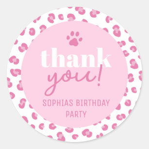Cute Pink Birthday Thank You Classic Round Sticker