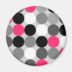 Cute pink black and white dots vector pattern magnet