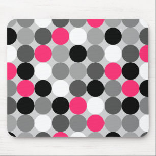 Cute pink black and white dots vector pattern mouse mat