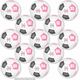 cute pink black individual soccer players
