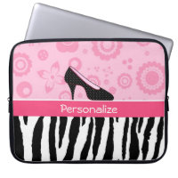 Cute Pink Black Shoes Trendy Zebra Print With Name