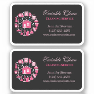 Cute Pink Black Supplies Cleaning Service Business
