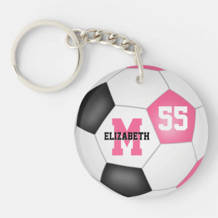 cute pink black white soccer bag tag key ring