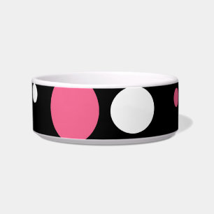 Cute Pink Black White Stripes Polka Dots Pattern Bowl
