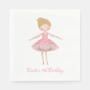Cute Pink Blonde Ballerina Dancer Napkin