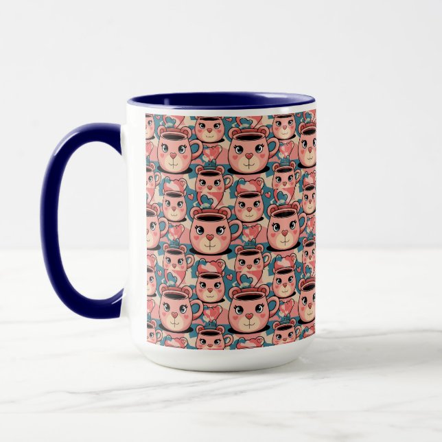 Cute Pink Blue Bear Mug Combo Mug (Left)