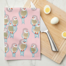 Cute Pink & Blue Bird Pattern Modern Abstract