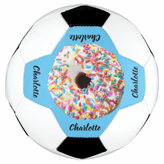 Cute Pink Blue Doughnut Personalised Modern Football (Front)