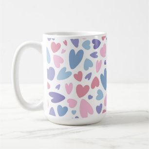 CUTE PINK BLUE PURPLE VALENTINES DAY HEARTS COFFEE MUG