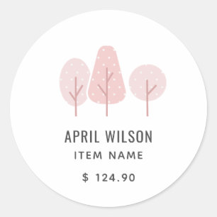 CUTE PINK BLUSH PASTEL TREE TRIO LANDSCAPING PRICE CLASSIC ROUND STICKER