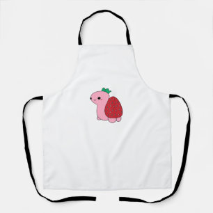 Cute pink blushing strawberry turtle Classic T-Shi Apron