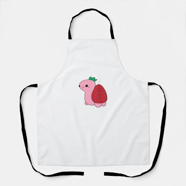 Cute pink blushing strawberry turtle Classic T-Shi Apron (Front)