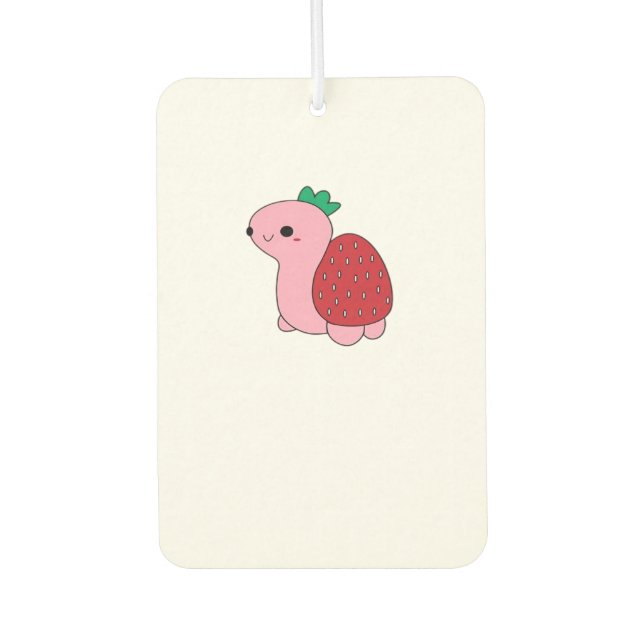 Cute pink blushing strawberry turtle Classic T-Shi Car Air Freshener (Front)
