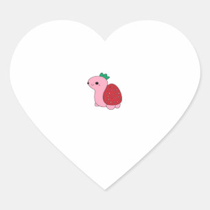 Cute pink blushing strawberry turtle Classic T-Shi Heart Sticker