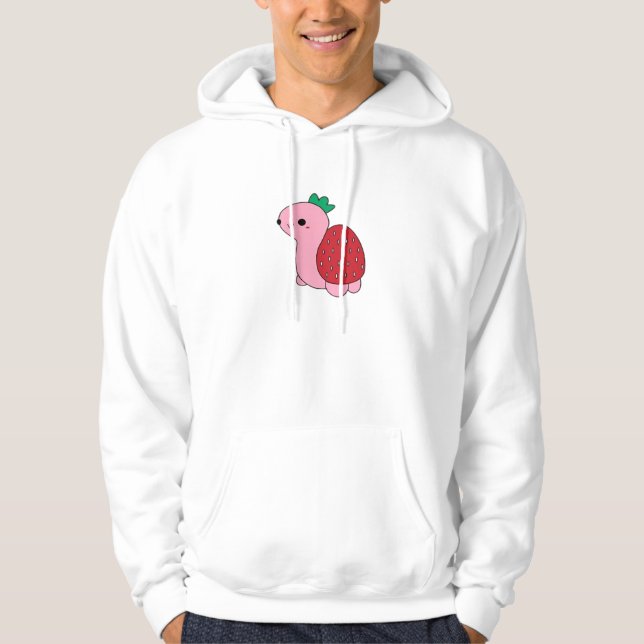 Cute pink blushing strawberry turtle Classic T-Shi Hoodie (Front)