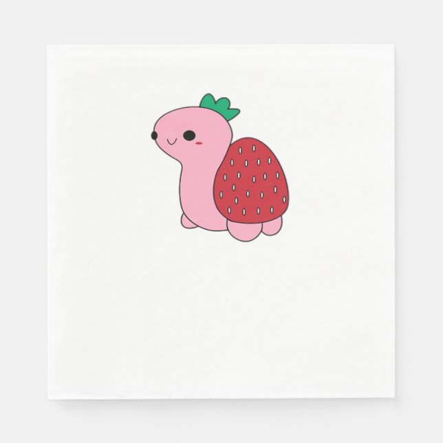 Cute pink blushing strawberry turtle Classic T-Shi Napkin (Front)