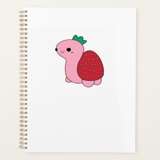 Cute pink blushing strawberry turtle Classic T-Shi Planner (Front)