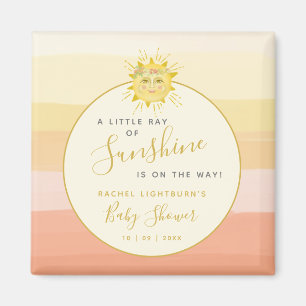 Cute Pink Boho Rainbow Ray of Sunshine Baby Shower Magnet