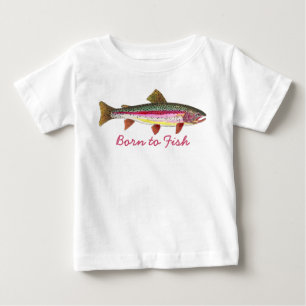 Cute Pink "Born to Fish" Trout Fly Fishing Baby T-Shirt