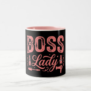 Cute Pink Boss Lady Design Two-Tone Coffee Mug