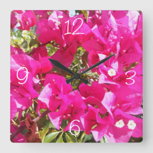 Cute Pink Bougainvillea Print Wall Clocks