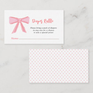 Cute Pink bow Baby shower Diaper Raffle Enclosure Card