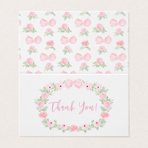 Cute Pink Bow Baby Shower Foldable Thank You Cards